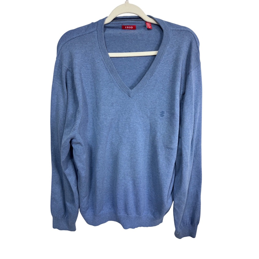 IZOD XXL Blue V-Neck Sweater Men's 100% Cotton‎ Long Sleeve Pullover